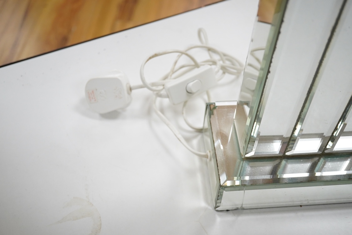 A modern mirrored table lamp and shade, 63cm total